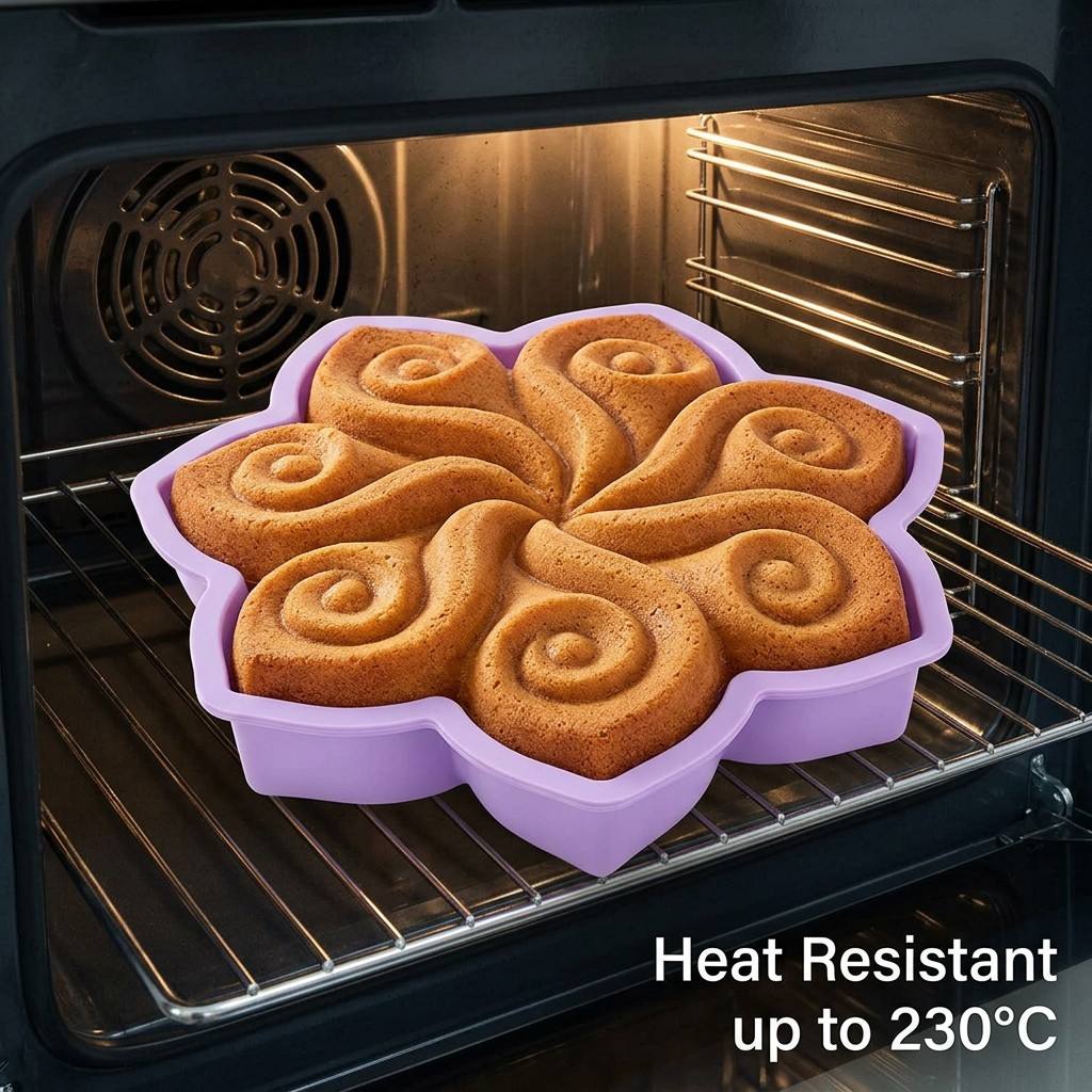 Kitchen Appliances Garage - Büyük Çiçek Silikon Kek Kalıbı Spiral